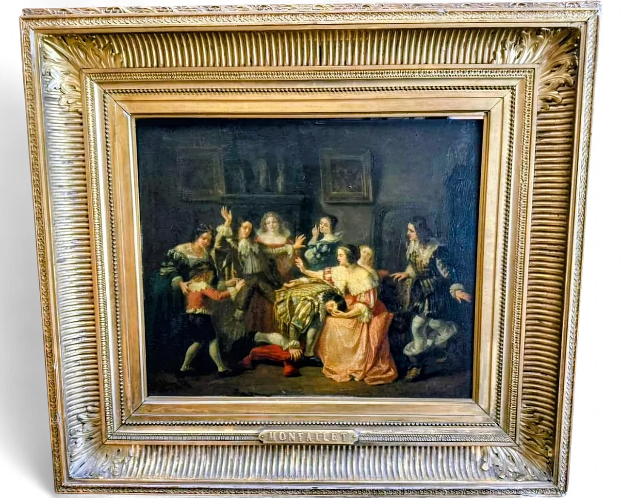 Adolphe François Monfallet, Genre scene, Oil on canvas, 19th Century 19