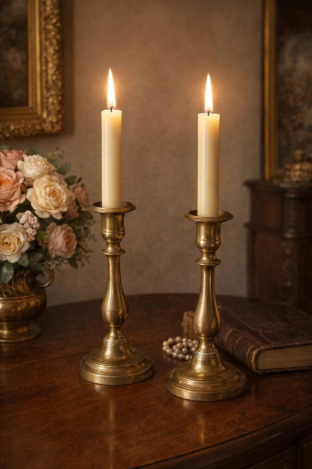 Pair of brass candelabra, '900 2