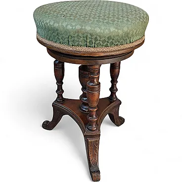 Walnut piano screw stool, early 20th century
