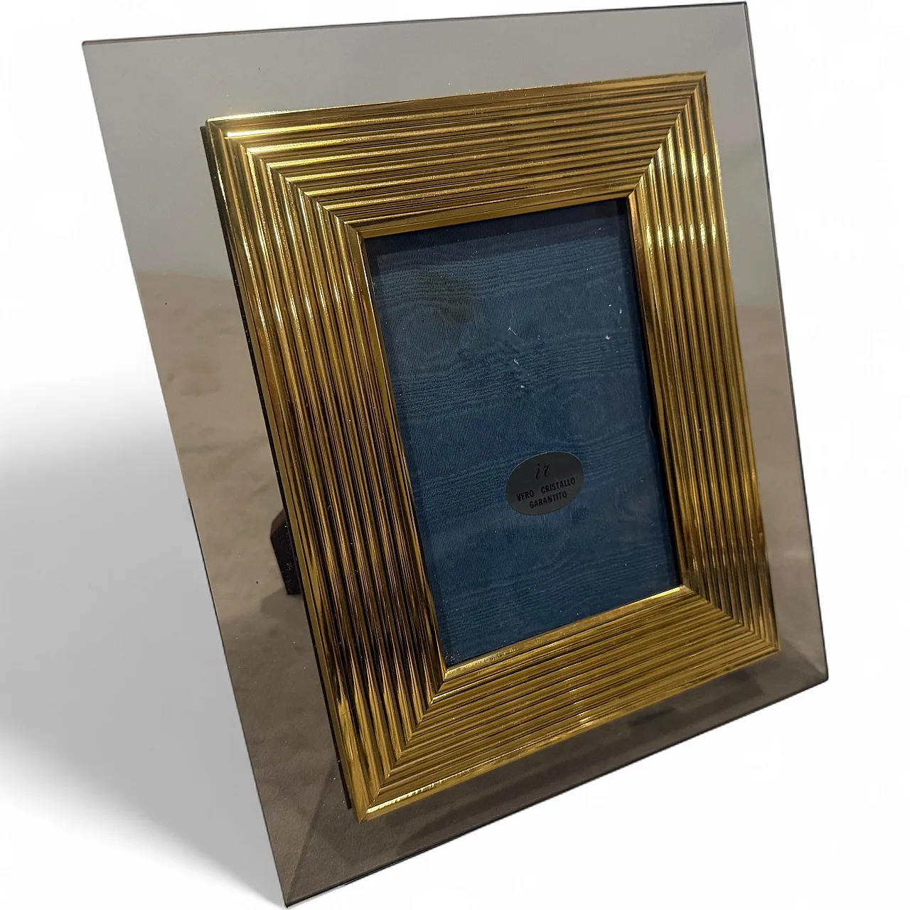 Brass and smoked glass luxury picture frame, 1960s 15