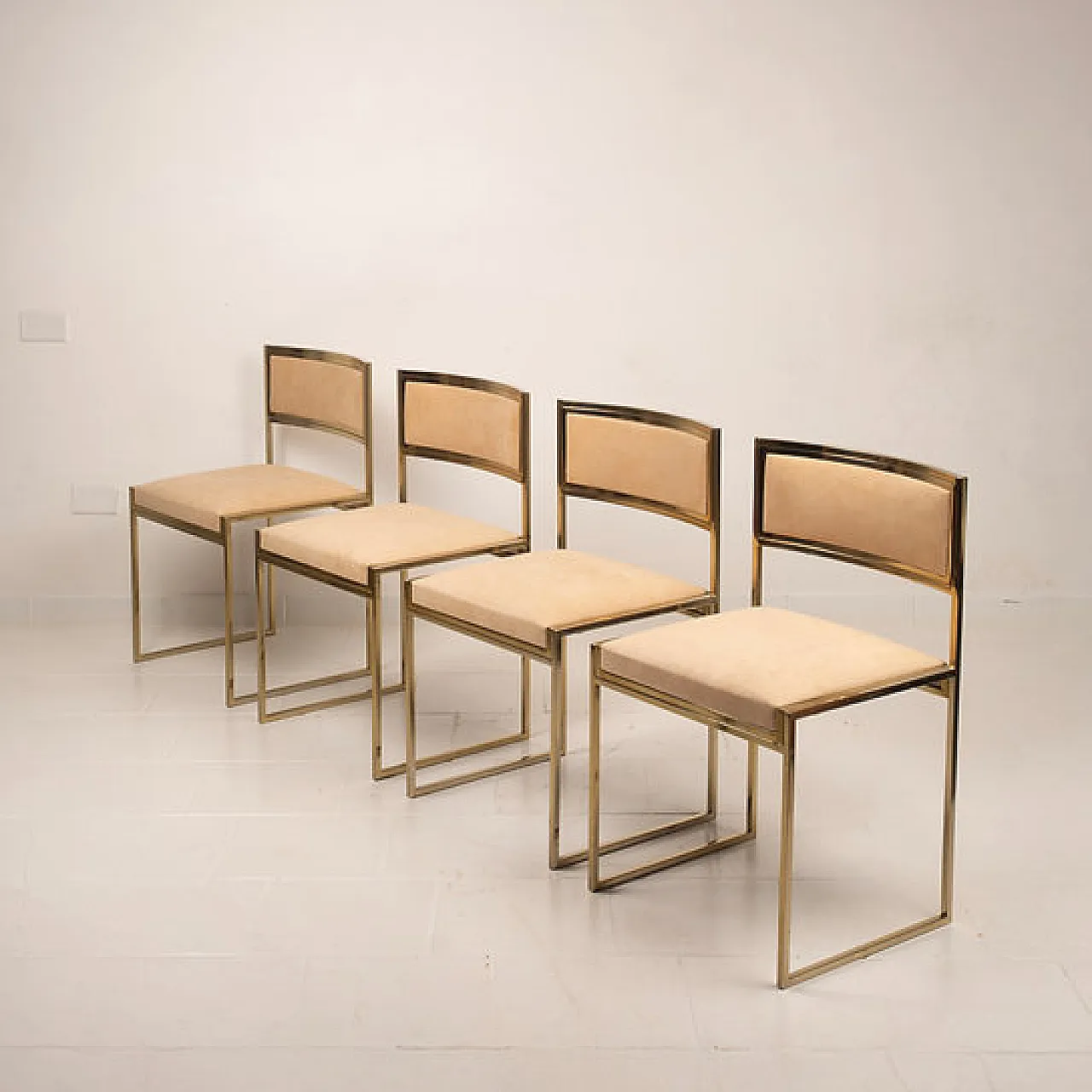 SQ-AL Chairs in brass by Willy Rizzo for Maison Willy Rizzo, 1970s 2