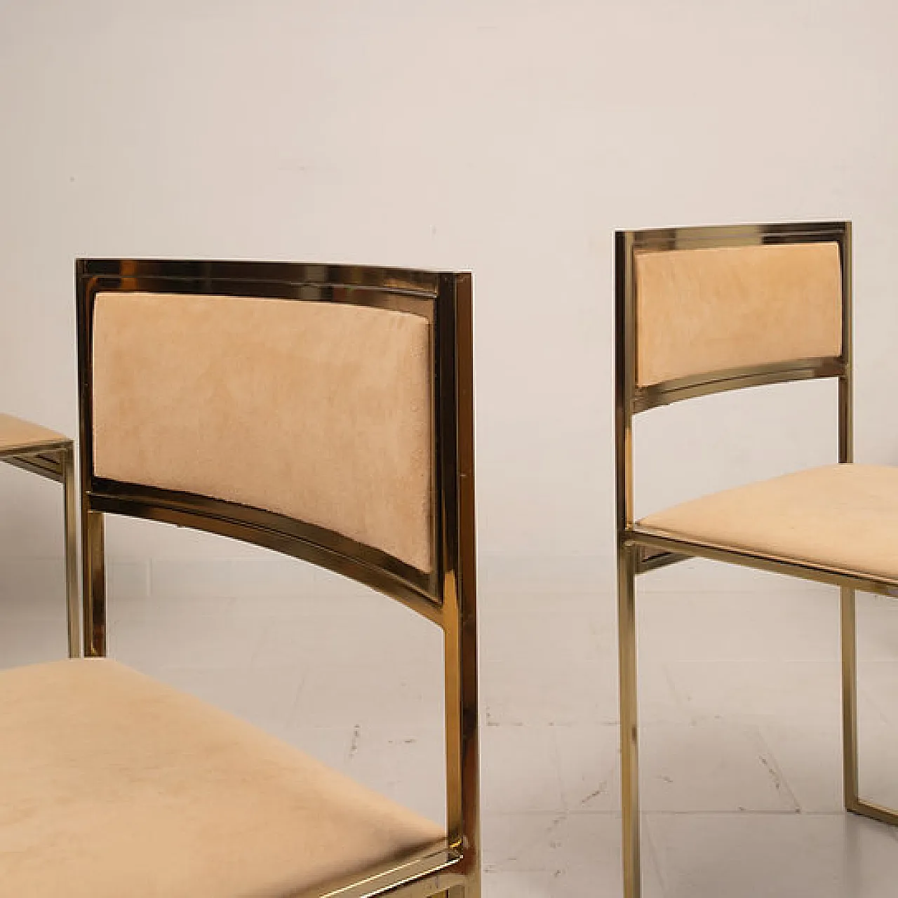 SQ-AL Chairs in brass by Willy Rizzo for Maison Willy Rizzo, 1970s 3