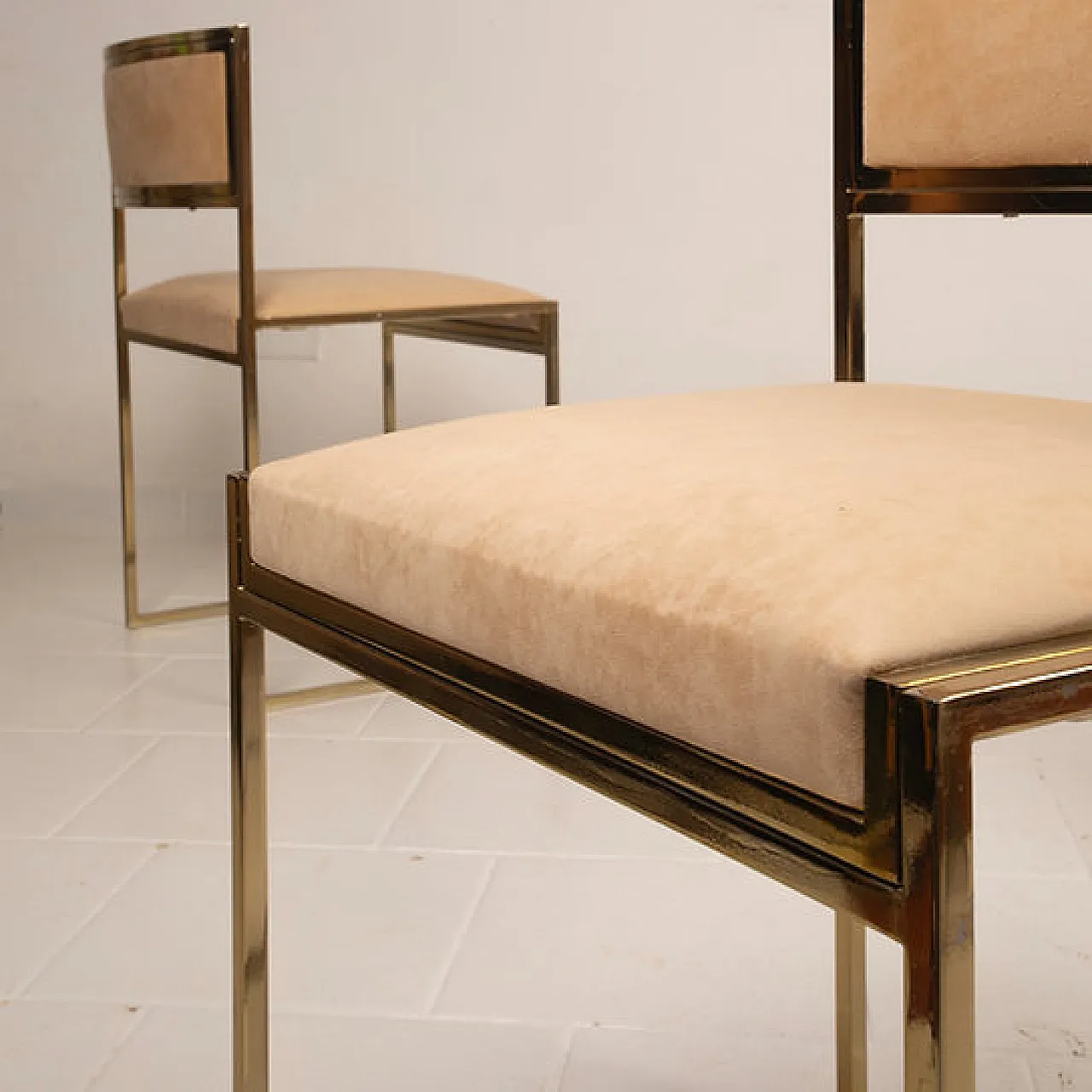 SQ-AL Chairs in brass by Willy Rizzo for Maison Willy Rizzo, 1970s 5