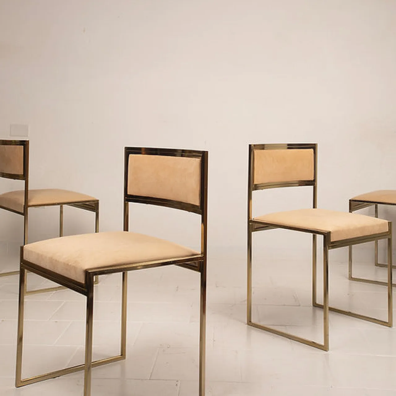 SQ-AL Chairs in brass by Willy Rizzo for Maison Willy Rizzo, 1970s 6