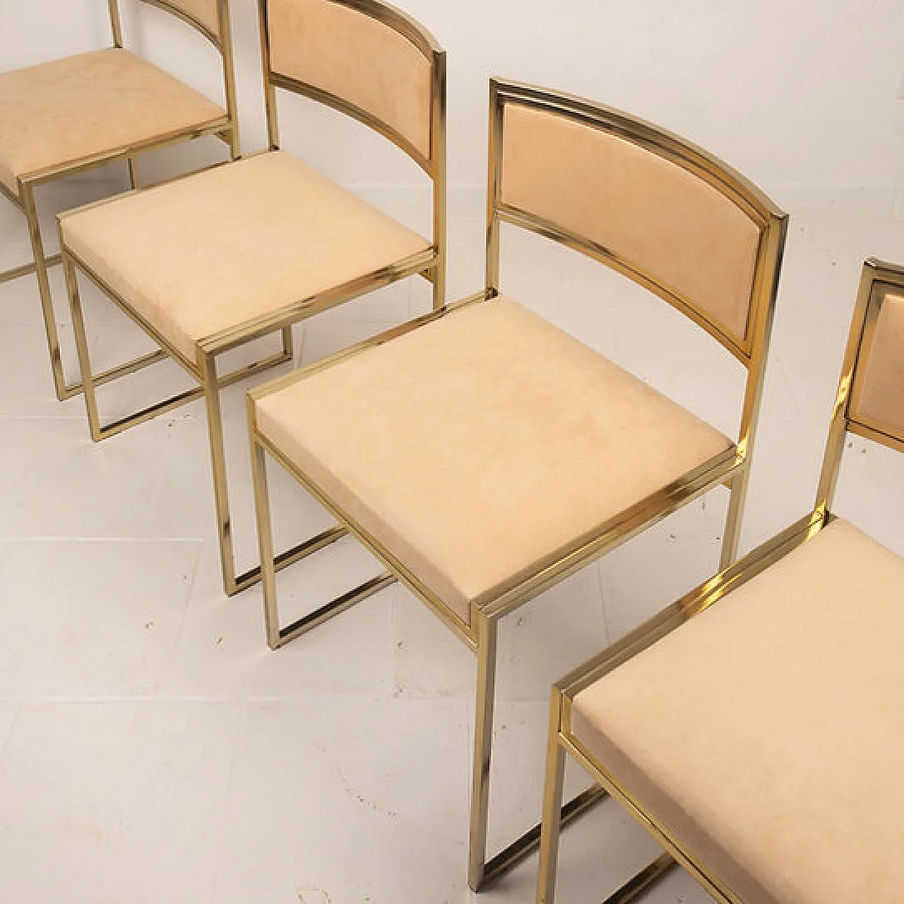 SQ-AL Chairs in brass by Willy Rizzo for Maison Willy Rizzo, 1970s 7