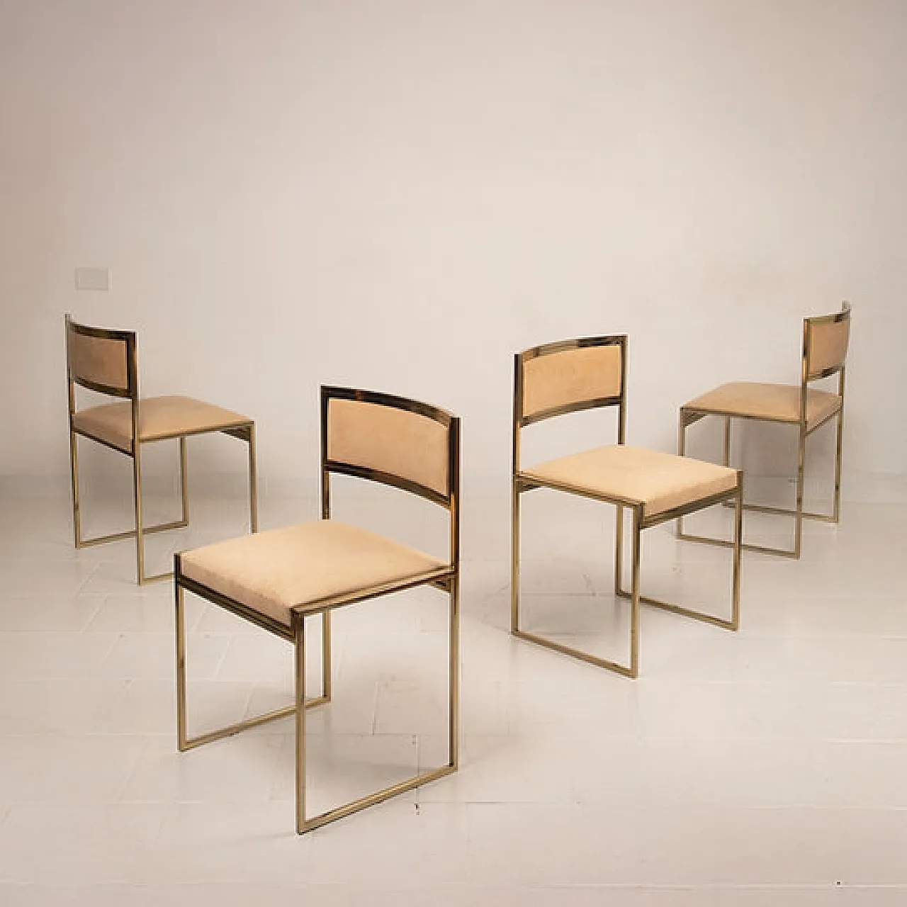SQ-AL Chairs in brass by Willy Rizzo for Maison Willy Rizzo, 1970s 8