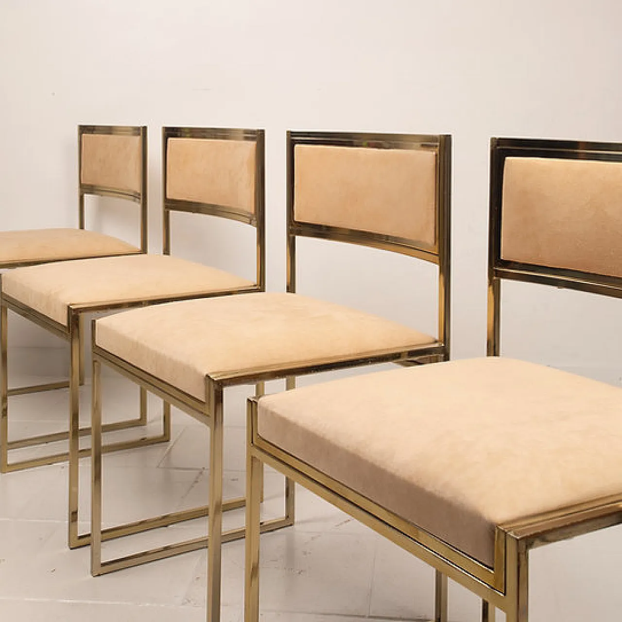 SQ-AL Chairs in brass by Willy Rizzo for Maison Willy Rizzo, 1970s 9