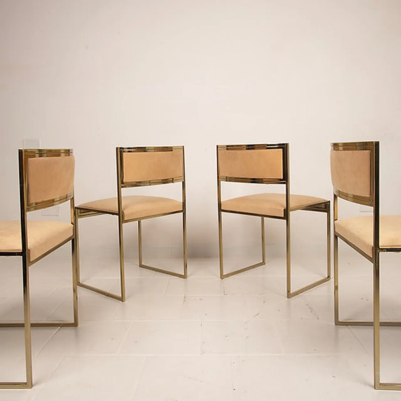 SQ-AL Chairs in brass by Willy Rizzo for Maison Willy Rizzo, 1970s 10