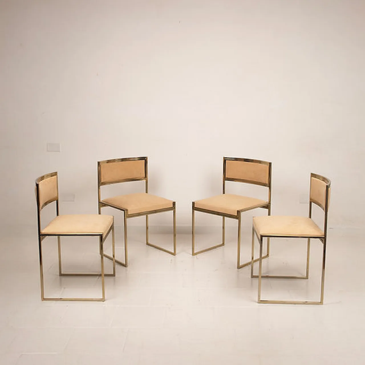 SQ-AL Chairs in brass by Willy Rizzo for Maison Willy Rizzo, 1970s 11