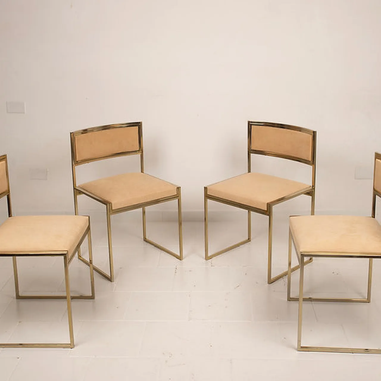 SQ-AL Chairs in brass by Willy Rizzo for Maison Willy Rizzo, 1970s 12