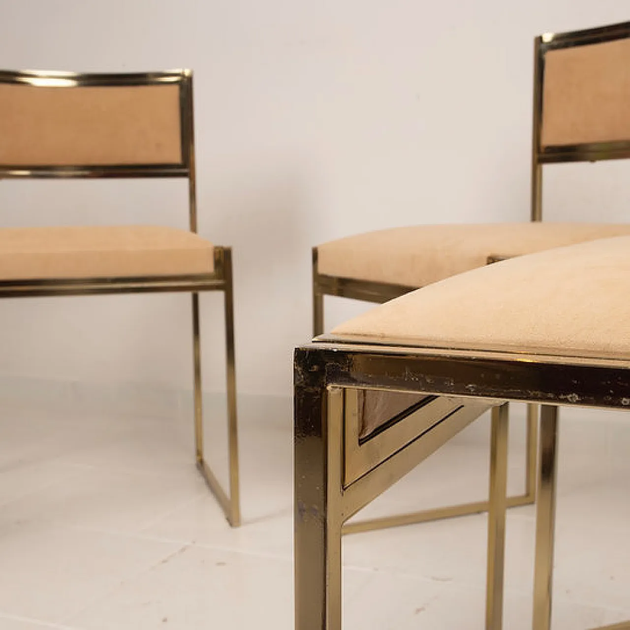SQ-AL Chairs in brass by Willy Rizzo for Maison Willy Rizzo, 1970s 13