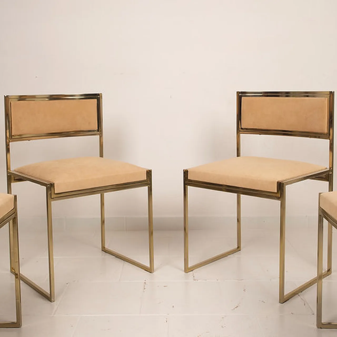 SQ-AL Chairs in brass by Willy Rizzo for Maison Willy Rizzo, 1970s 14
