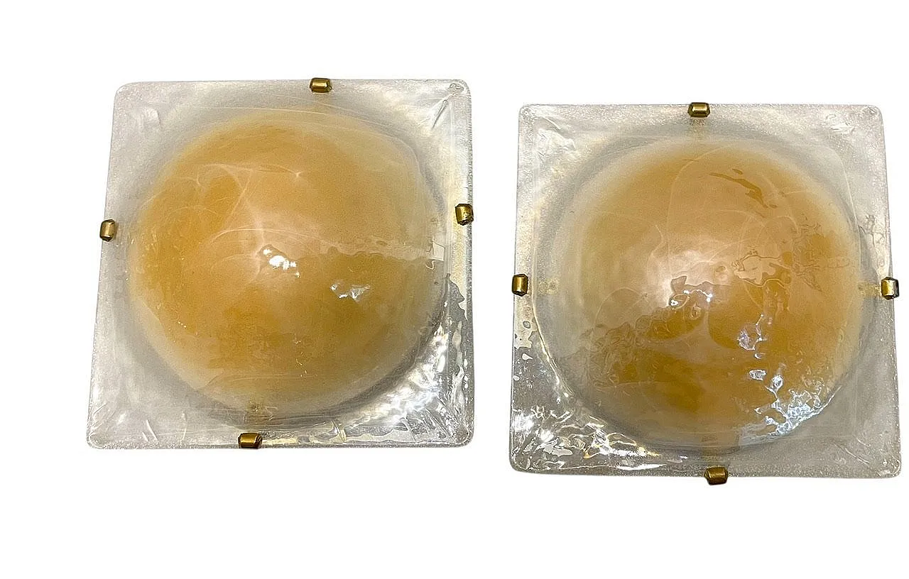 Pair of Murano glass recessed lamps, 1980s 1