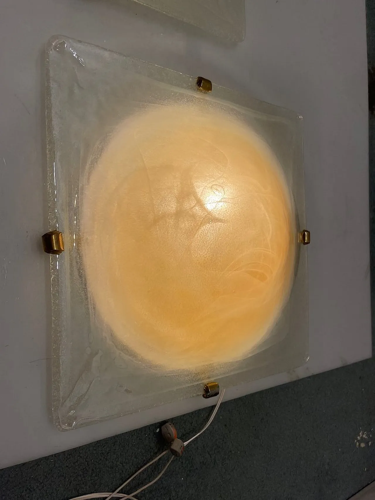 Pair of Murano glass recessed lamps, 1980s 3