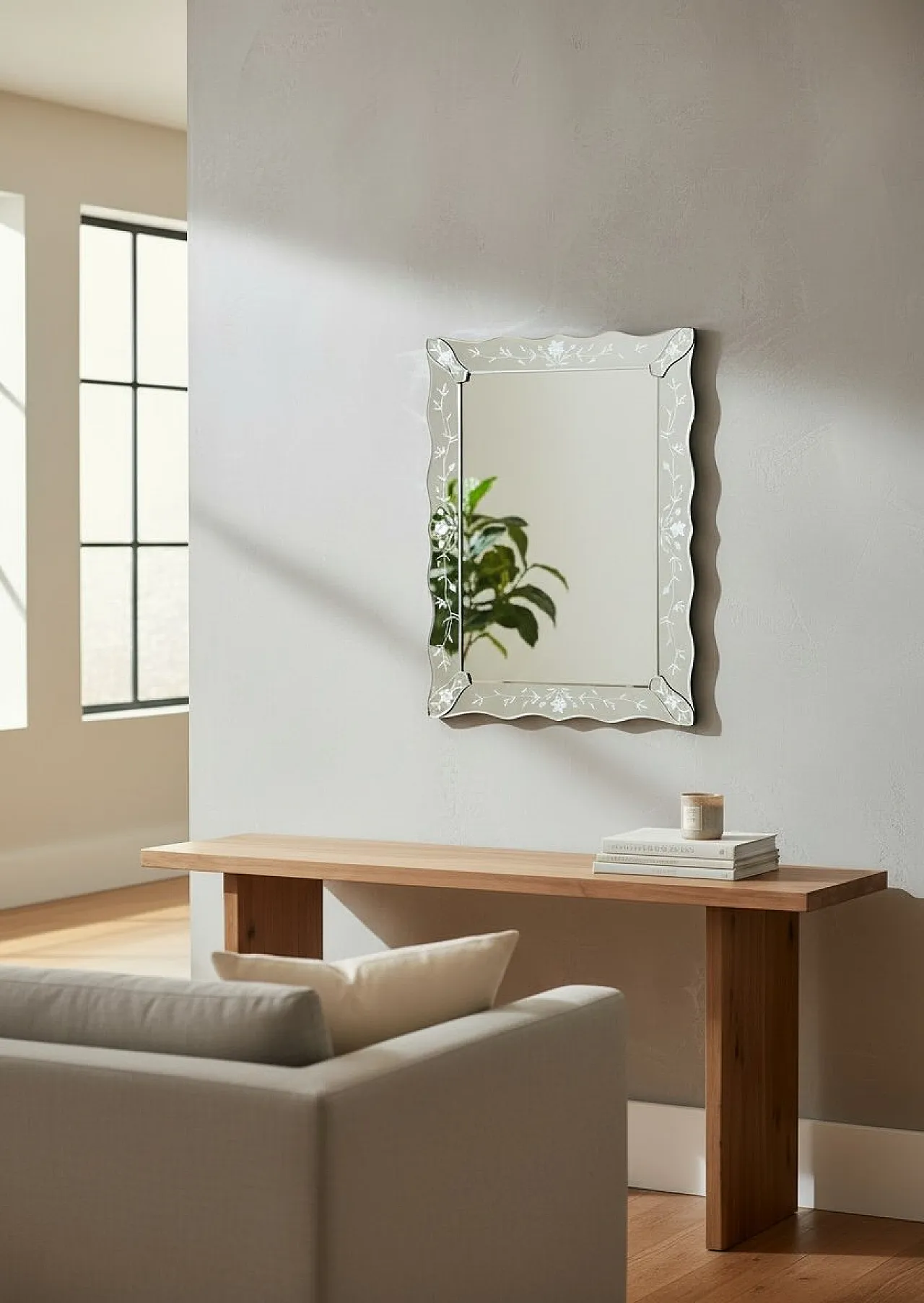 Engraved Venetian mirror, Italy, 1960s 2