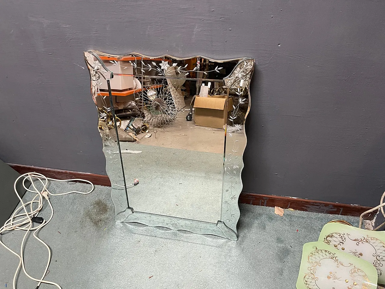 Engraved Venetian mirror, Italy, 1960s 7