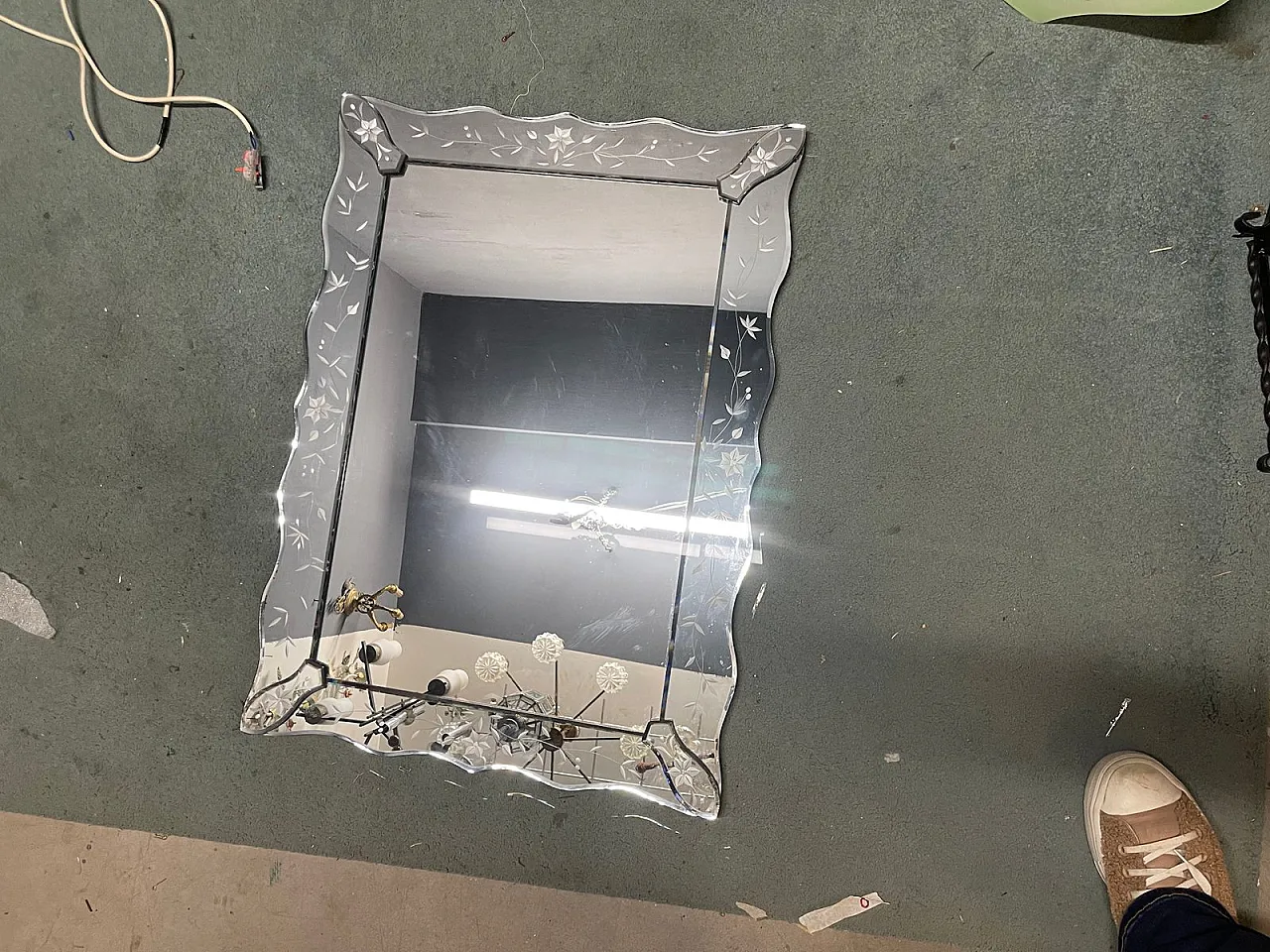 Engraved Venetian mirror, Italy, 1960s 9