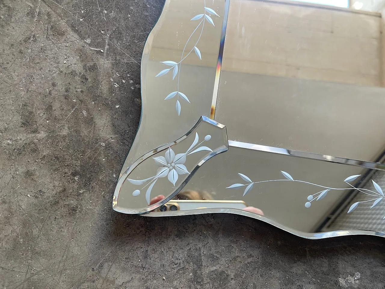 Engraved Venetian mirror, Italy, 1960s 10