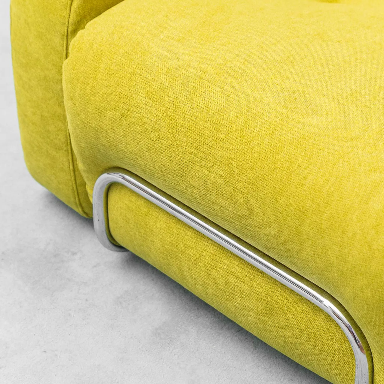 Armchair in green fabric and tubular metal, 1970s 3