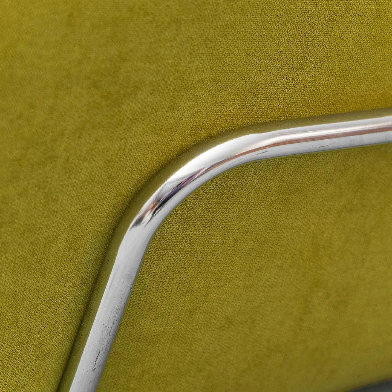 Armchair in green fabric and tubular metal, 1970s 8