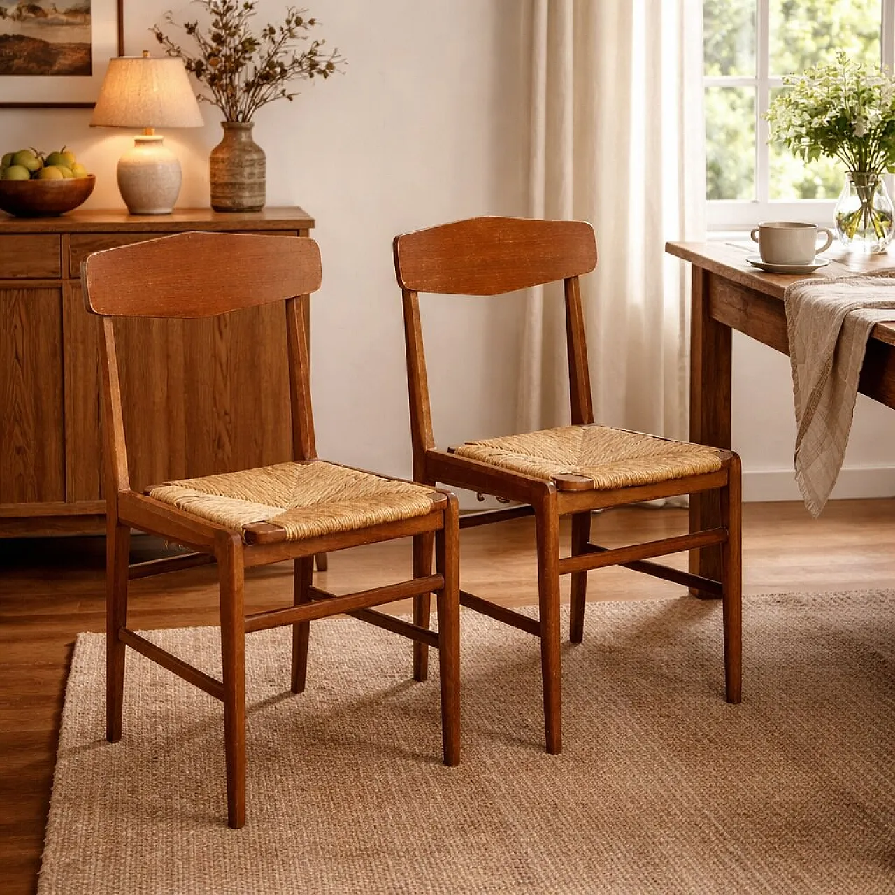 Pair of chairs in wood, 1950s 2