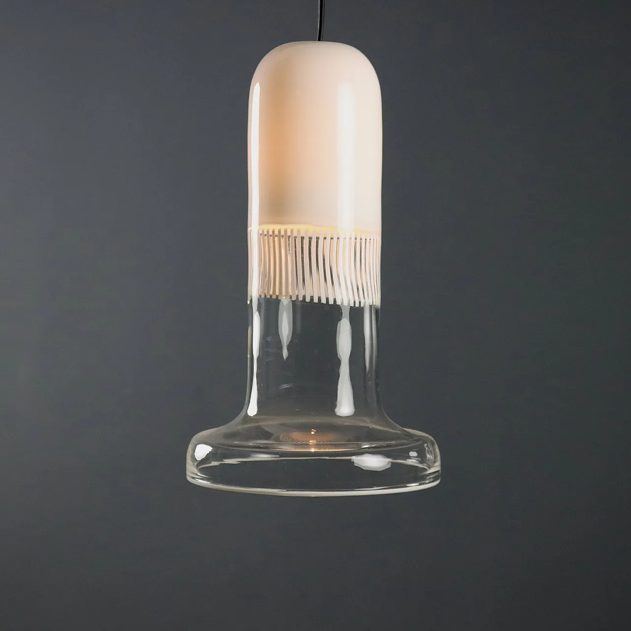 Clear, milky glass ceiling light, 20th century 3
