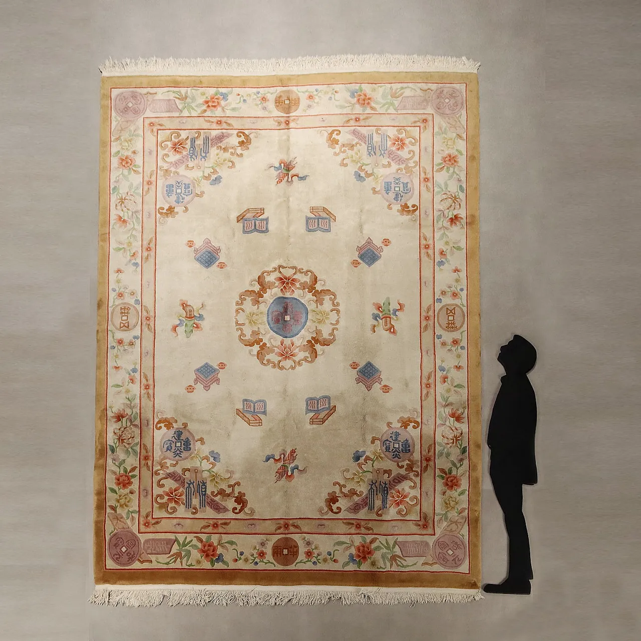 Peking carpet in cotton and wool, large knot, handmade, 20th century 2