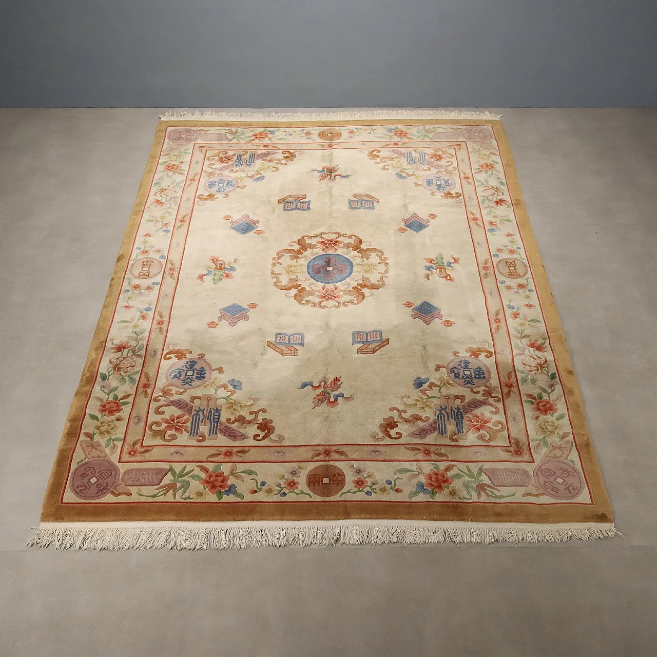Peking carpet in cotton and wool, large knot, handmade, 20th century 3