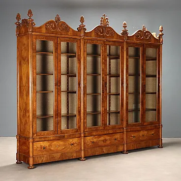 Walnut and glass bookcase, mid-19th century