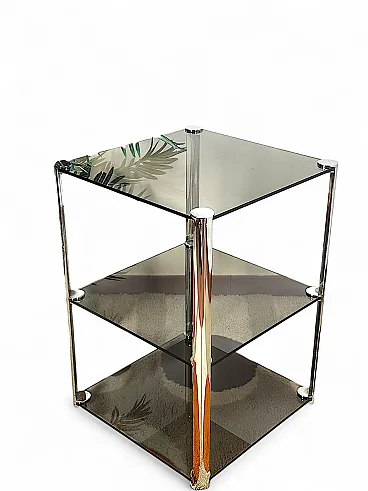 Tavolino di Ari Colombo per Artflex in acciaio vetri Fumè, anni '60