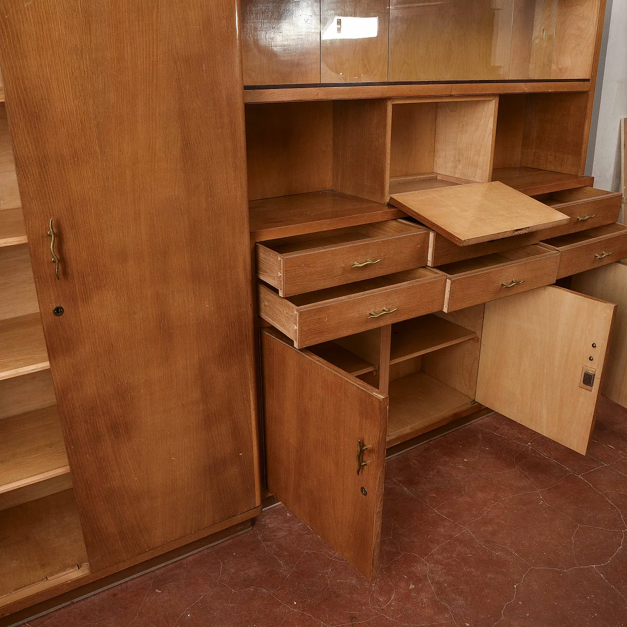 Credenza da ufficio in legno, anni '40 1