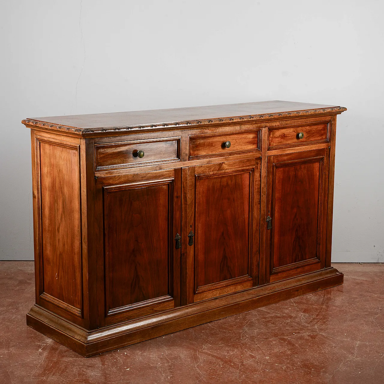 Credenza 3 ante e cassetti in legno e carta, '900 2