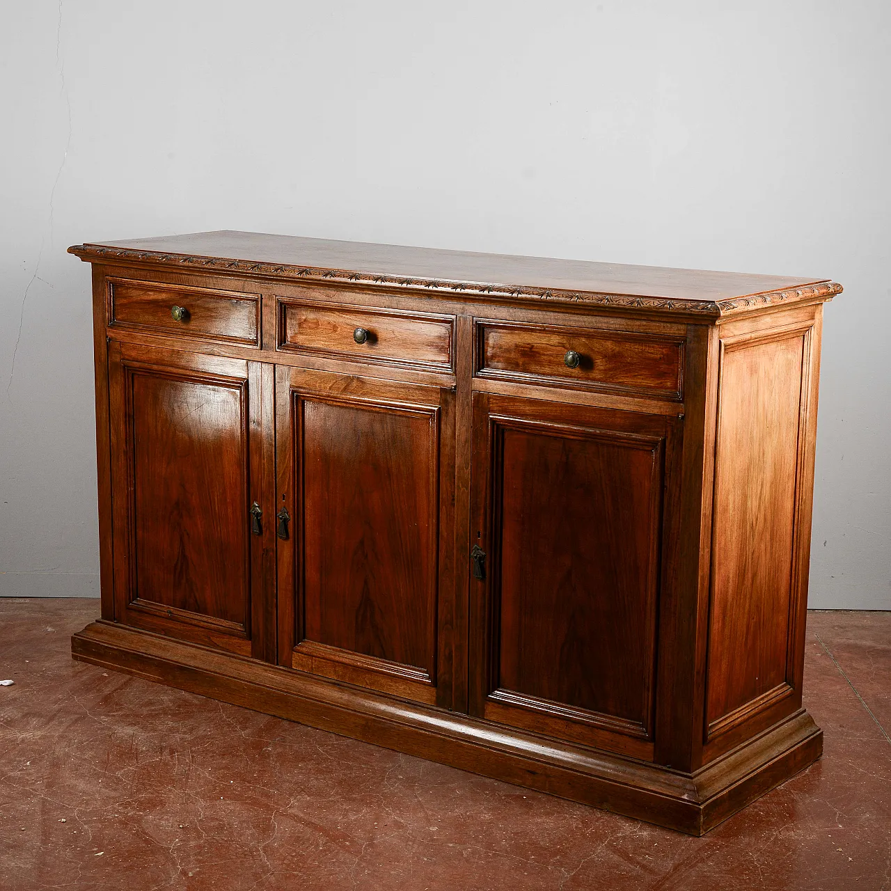 Credenza 3 ante e cassetti in legno e carta, '900 3