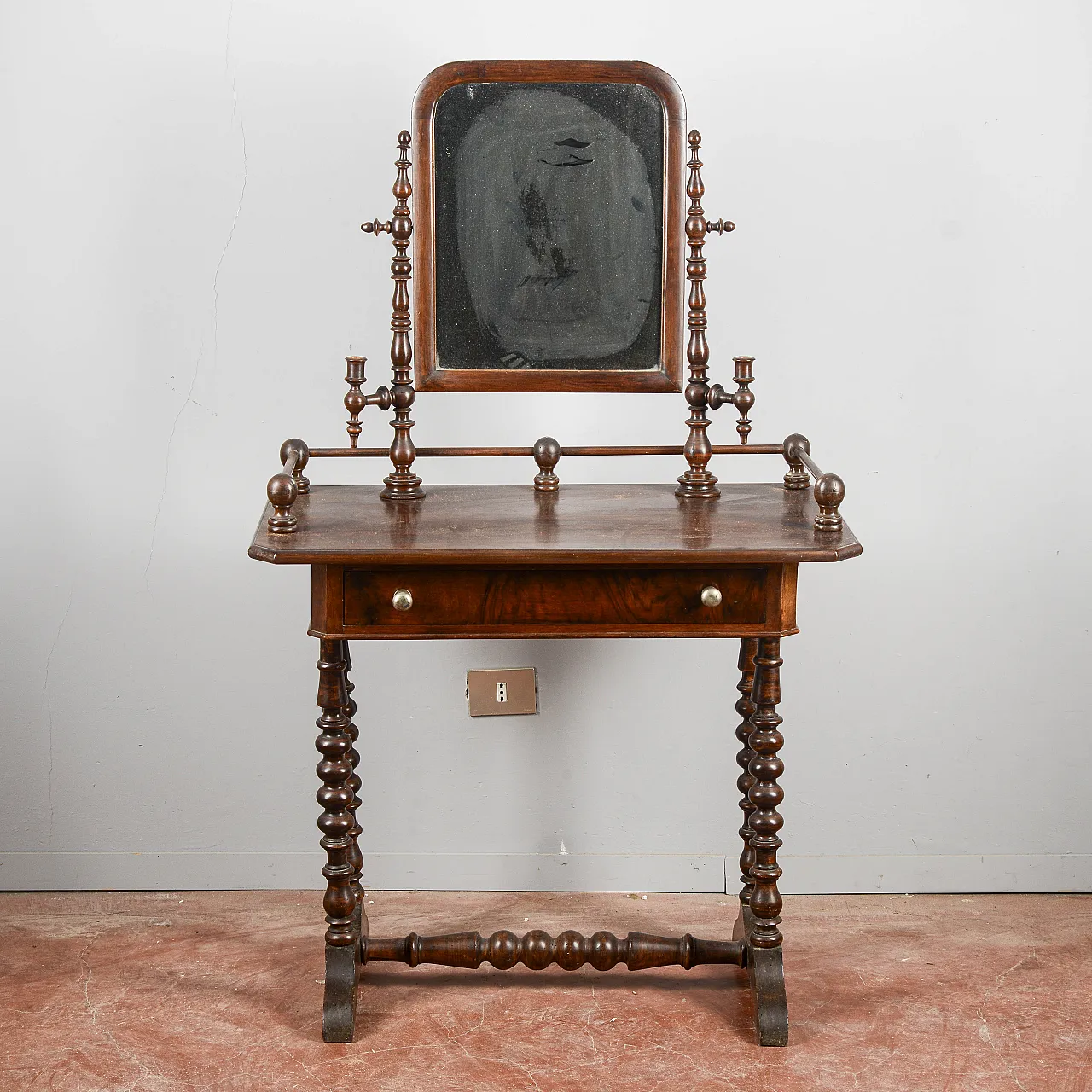 Dressing table with mirror and wooden frames, 20th century 1