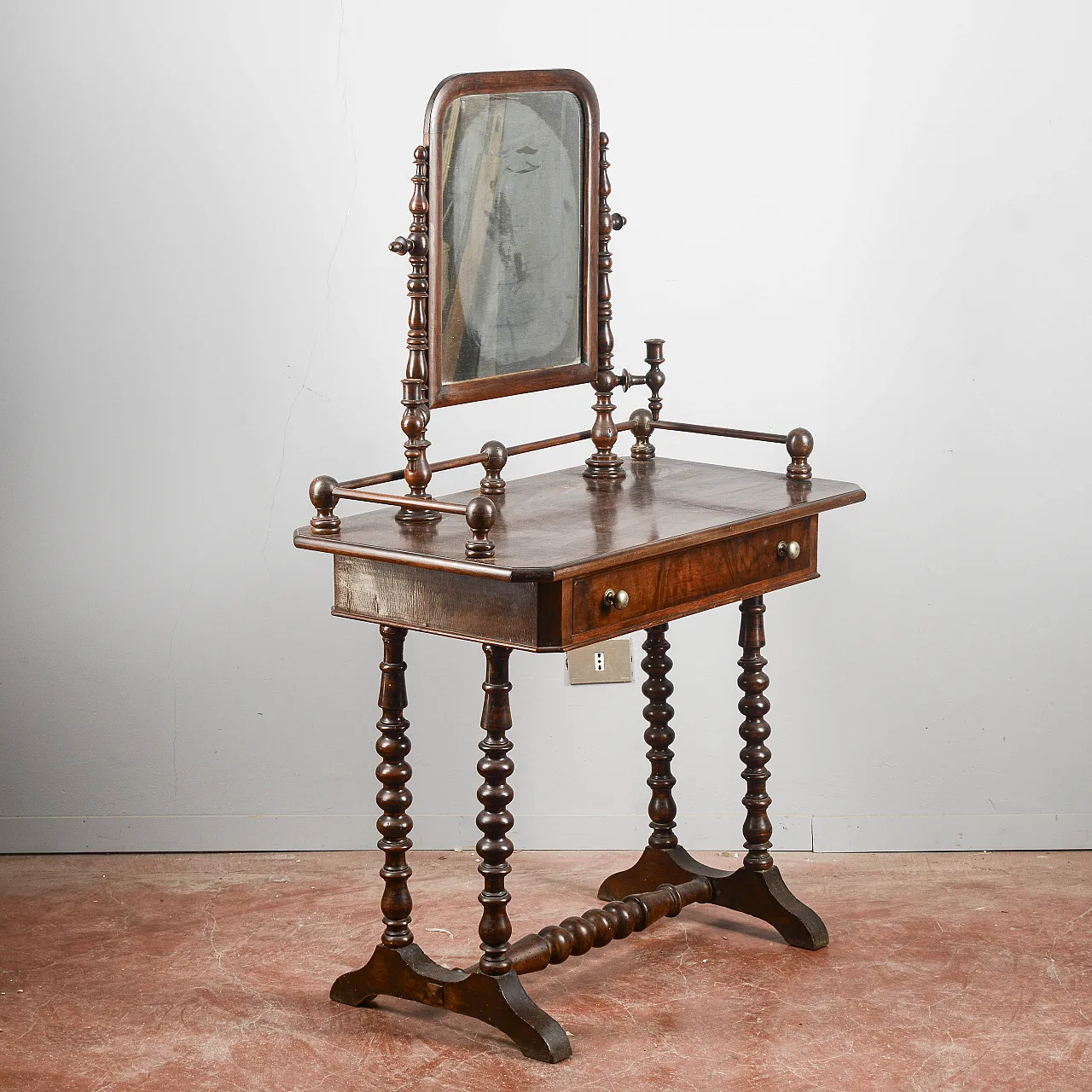Dressing table with mirror and wooden frames, 20th century 2