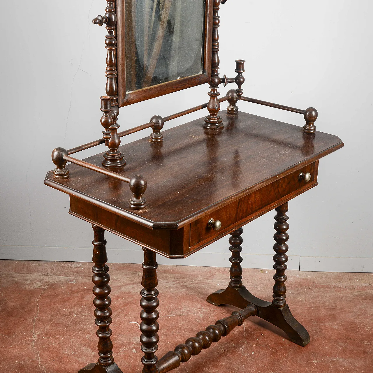 Dressing table with mirror and wooden frames, 20th century 4