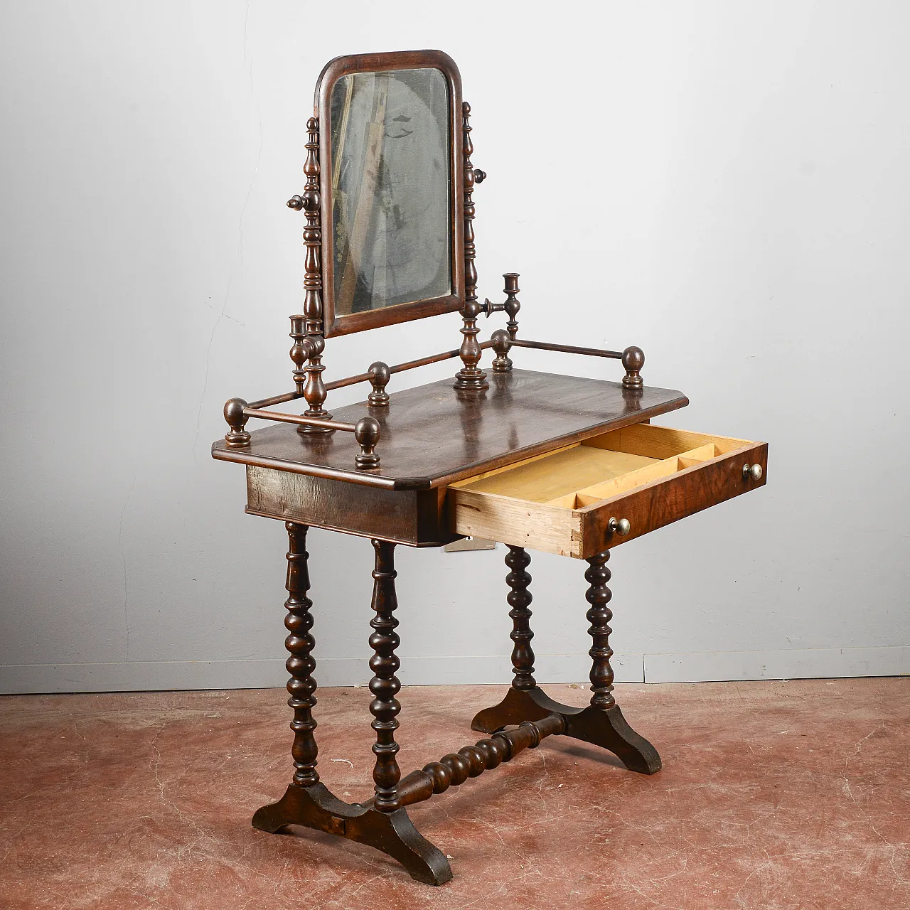 Dressing table with mirror and wooden frames, 20th century 6