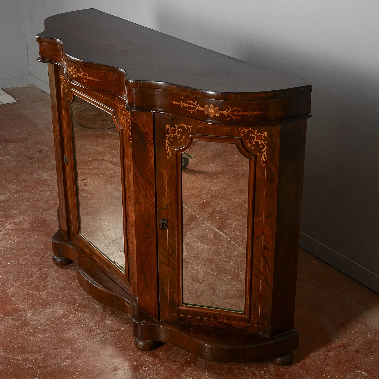 Credenza in legno con specchi, '900 2