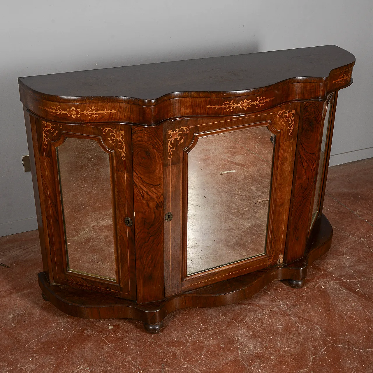 Credenza in legno con specchi, '900 3