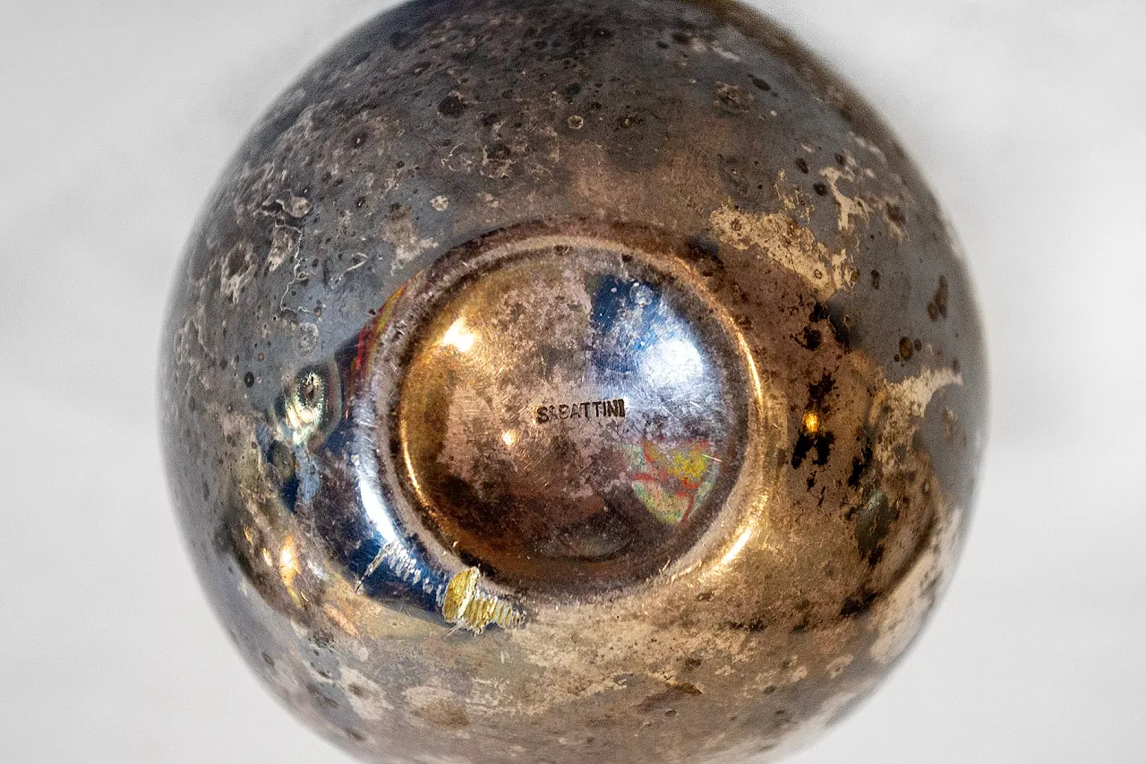 Silver-plated metal vase by L.Sabattini for Argenterie Sabattini, 1970 3