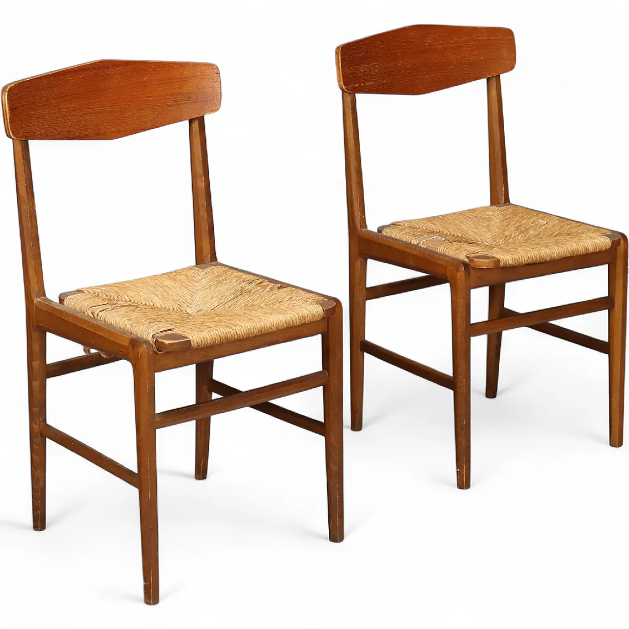 Pair of chairs in wood, 1950s 10