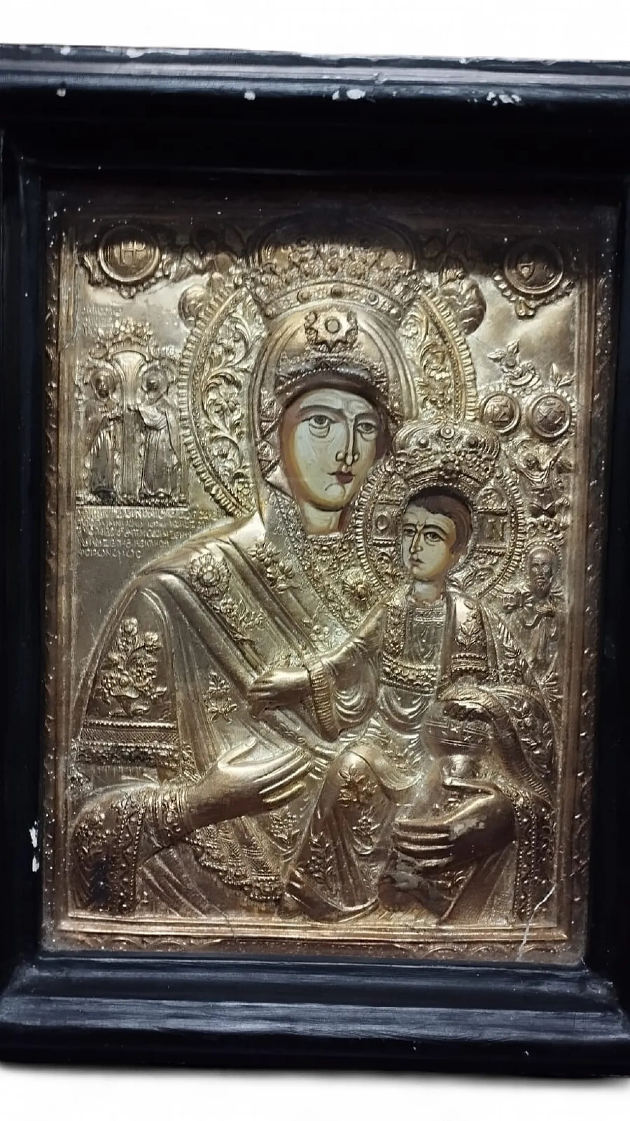 Russian icon painted gold frame, holy art, 20th century 13