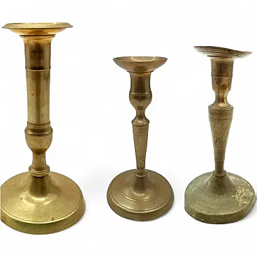 3 Bronze candlesticks, mid-19th century