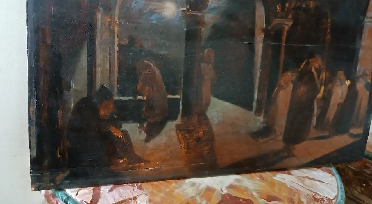 Night Scene in a Convent, oil on canvas, 19th century 3