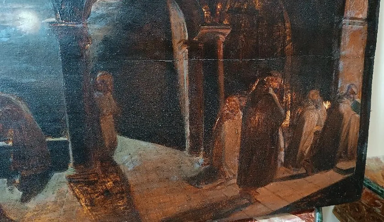 Night Scene in a Convent, oil on canvas, 19th century 5