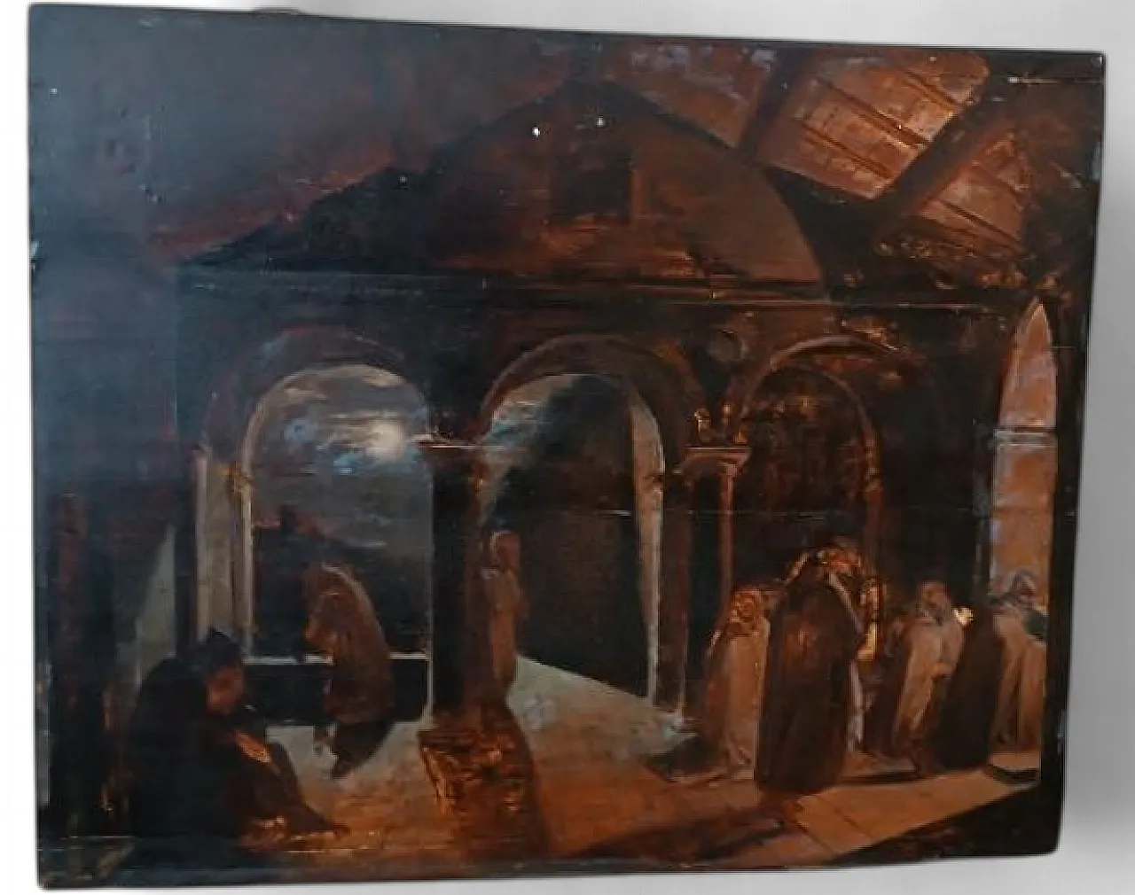 Night Scene in a Convent, oil on canvas, 19th century 7