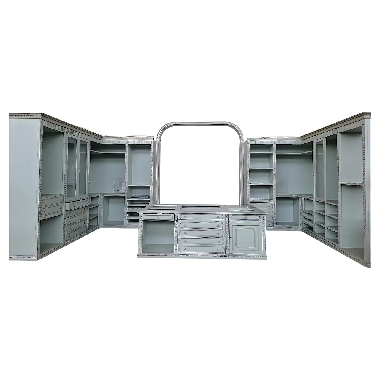 Classic open walk-in closet with central island, 1990s 1