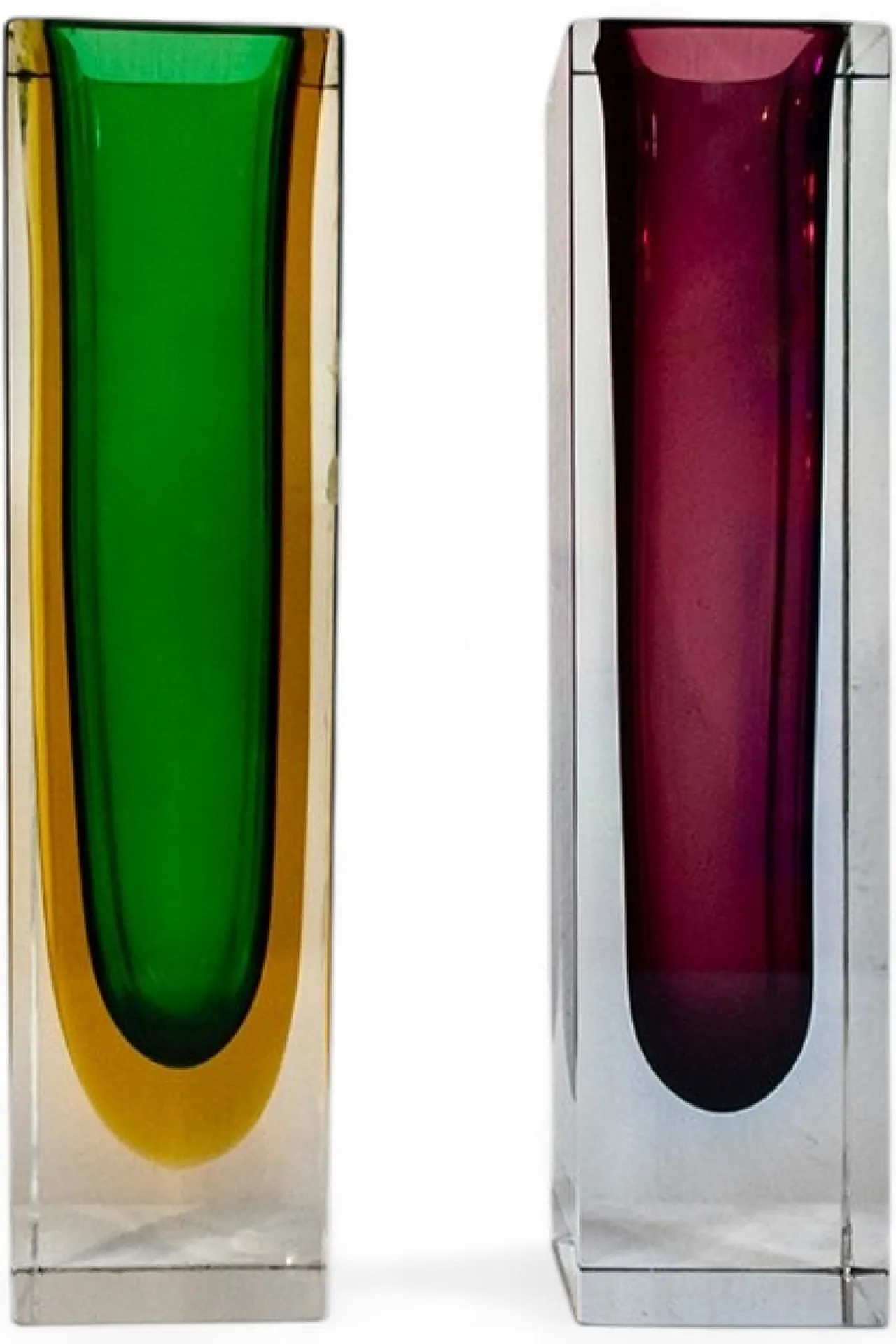 Pair of Sommerso vases in Murano glass by Flavio Poli, 1970s 7