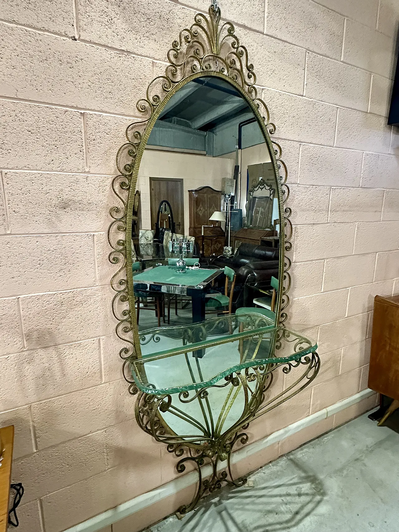 Specchiera da terra di Pierluigi Colli consol Torino,anni’50 1