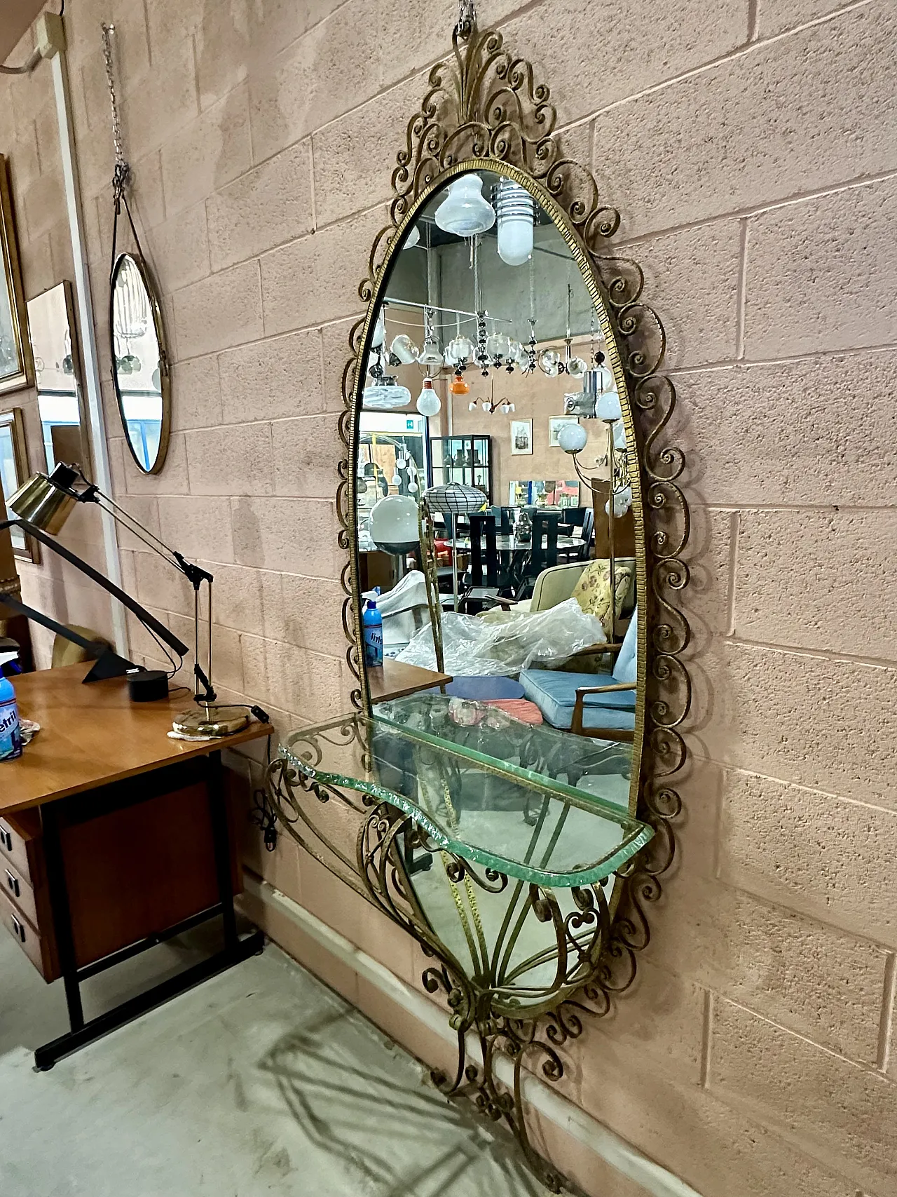 Specchiera da terra di Pierluigi Colli consol Torino,anni’50 2